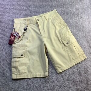 Watson Studios World Work Shorts Yellow Cargo Pearl Dice Chain Mens Size 32 NWT